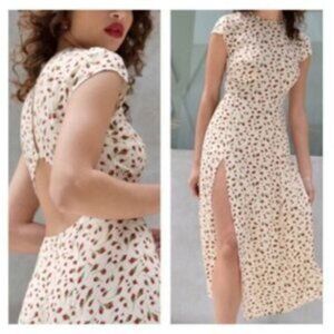 Reformation Gavin Marian Floral Cap Sleeve Midi Dress - Size 2
